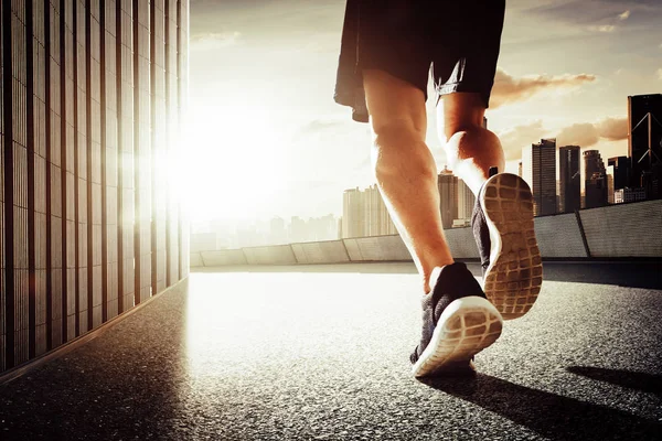 Runner Legs Running Street Sunrise — Stock Photo, Image