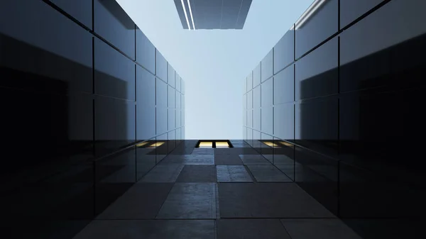 Blick Auf Moderne Business Wolkenkratzer Hochhäuser Mit Abstrakten Glas Und — Stockfoto