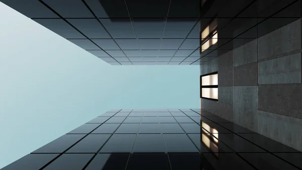 Blick Auf Moderne Business Wolkenkratzer Hochhäuser Mit Abstrakten Glas Und — Stockfoto