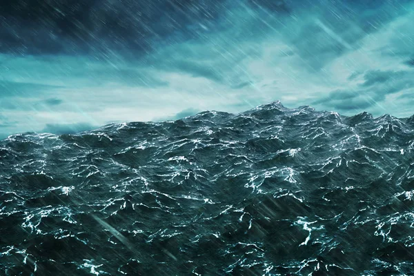 Rendering Ocean Wave Med Storm — Stockfoto