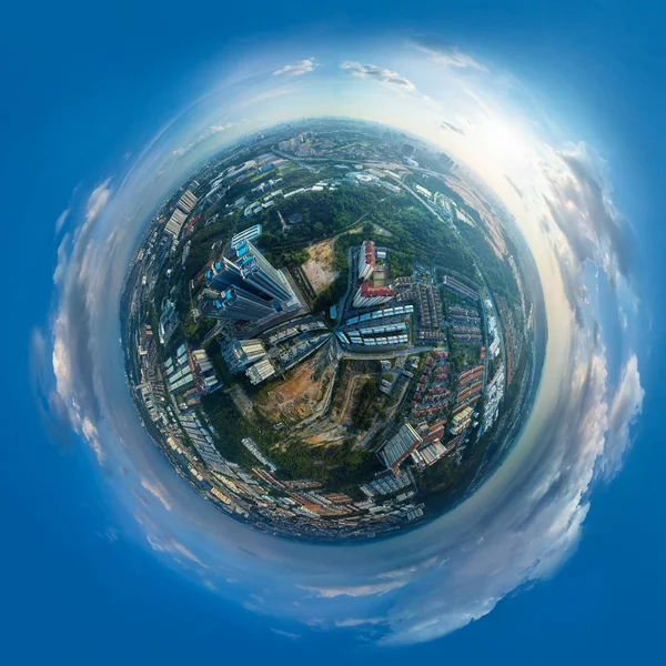 Panorama 360 Grados Esfera Vista Paisaje Urbano Con Cielo — Foto de Stock