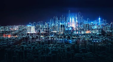 Kroki ve gerçek karıştırmak kentsel cityscape sahne, geliştirme ve gayrimenkul iş kavramı, karışık teknik .