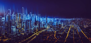 Kroki ve gerçek karıştırmak kentsel cityscape sahne, geliştirme ve gayrimenkul iş kavramı, karışık teknik .