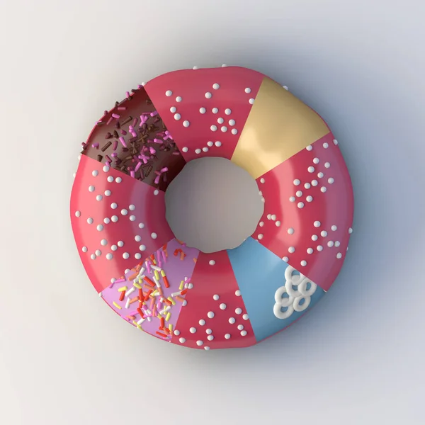 Tasty Donut Made Different Pieces Rendering — Stock Photo, Image