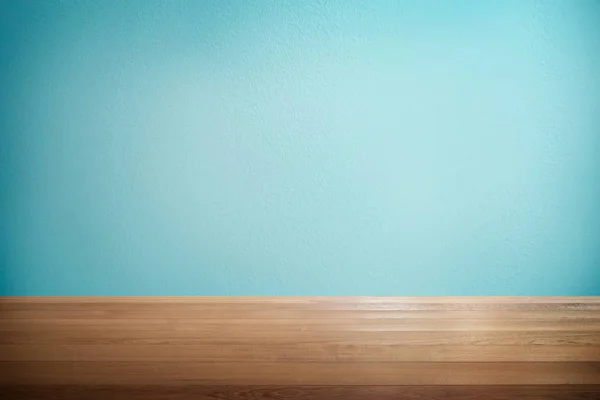 Wood Table Mint Blue Background — Stock Photo, Image