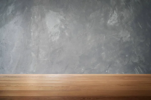 Wood Table Cement Wall Background — Stock Photo, Image