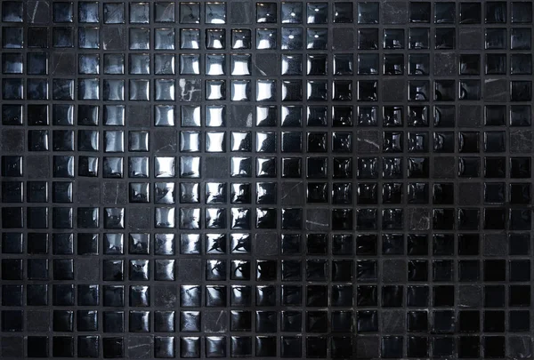 Piedra Negra Brillante Mosaico Fondo Pared —  Fotos de Stock