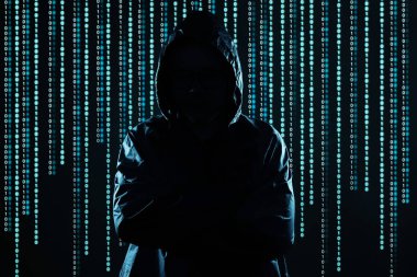 Tanınmayan hacker portre, güvenlik ve teknoloji suç kavramı