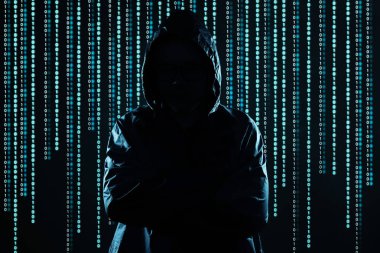 Unrecognizable hacker portrait, security and technology crime concept