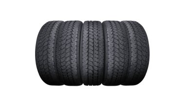 Araba lastikleri üzerinde izole beyaz arka plan kazık