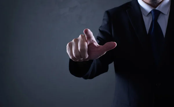 Closeup Businessman Pressing Gesture Pose — Stock Photo, Image