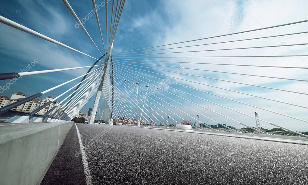Modern cable-stayed bridge asphalt highway .