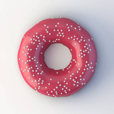 Beyaz arka plan üzerinde izole sprinkles ile çörek. 3D render .