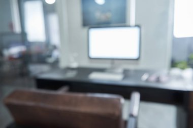 Bulanık ve ufuk Ofis İşyeri ile arka plan arka plan kullanarak ticari işletme reklamları için .