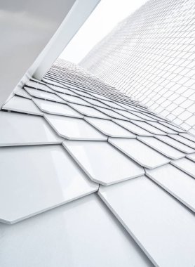 Soyut geometrik yapısı beyaz duvar ve çatı kapat