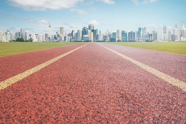 Red Running Track City Background — Stock Photo, Image