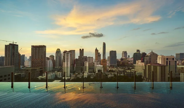 Bangkok Bela Vista Crepúsculo Pôr Sol Com Arranha Céus Distrito — Fotografia de Stock