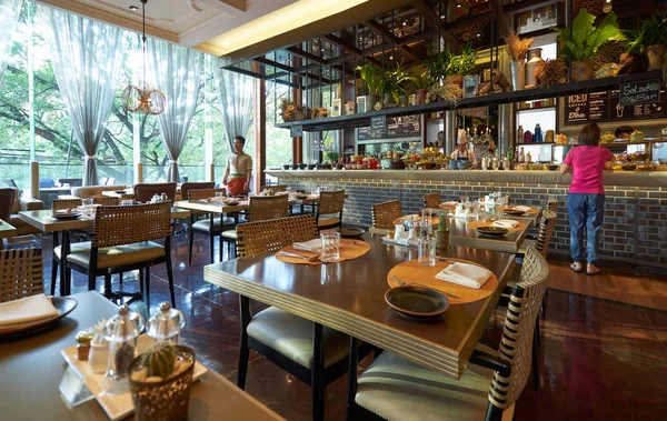 Μπανγκόκ Ταϊλάνδη Δεκεμβρίου 2018 Πολυτελές Εσωτερικό Του Εστιατορίου Του Ξενοδοχείου — Φωτογραφία Αρχείου