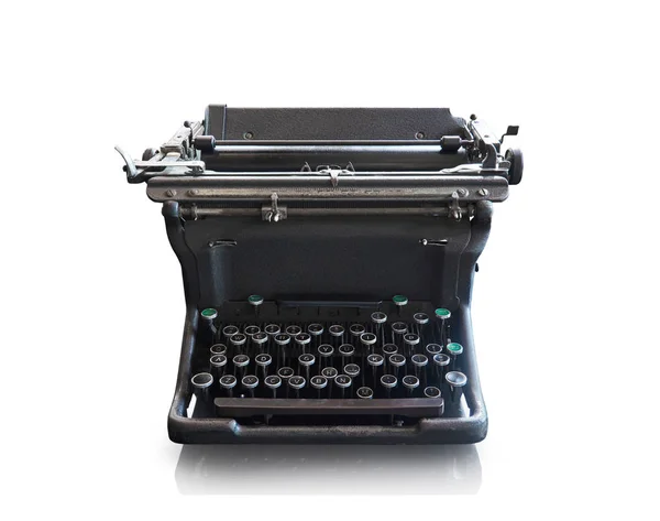Old Vintage Retro Black Typewriter White Background — Stock Photo, Image