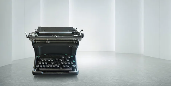 Old Vintage Retro Black Typewriter White Empty Space — Stock Photo, Image