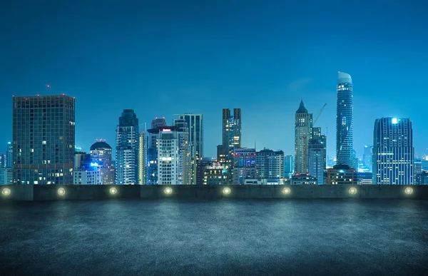 Bangkok Paysage Urbain Skyline Scène Nuit Avec Étage Supérieur Vide — Photo