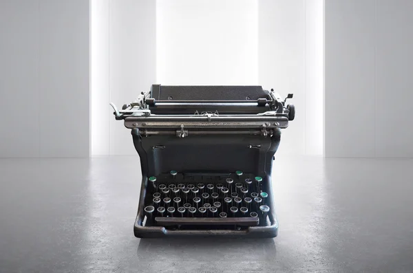 Old Vintage Retro Black Typewriter White Empty Space — Stock Photo, Image