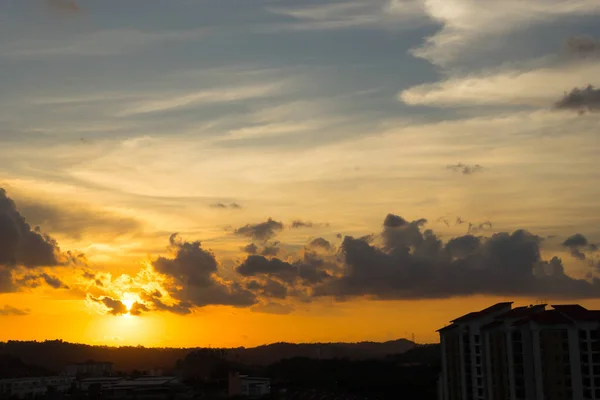 Schöne Und Erstaunliche Natur Sonnenuntergang Sonnenaufgang Himmel Mit Wolken — Stockfoto