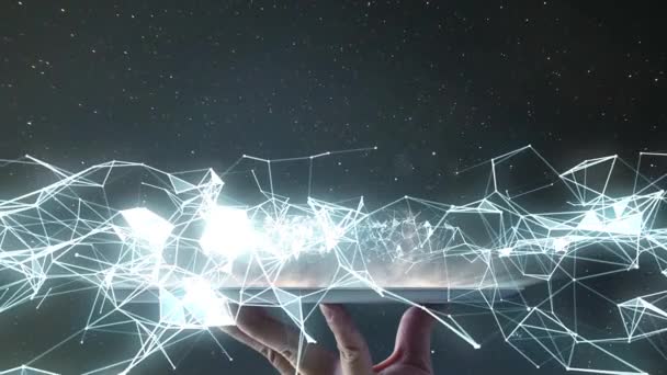 Futuristisches Design Leeren Raum Mit Angeschlossenen Dots Drahtlose Kommunikationsnetzwerk Auf — Stockvideo