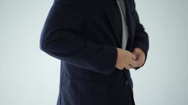 Обрезанный Образ Бизнесмена Костюме Куртки — стоковое видео