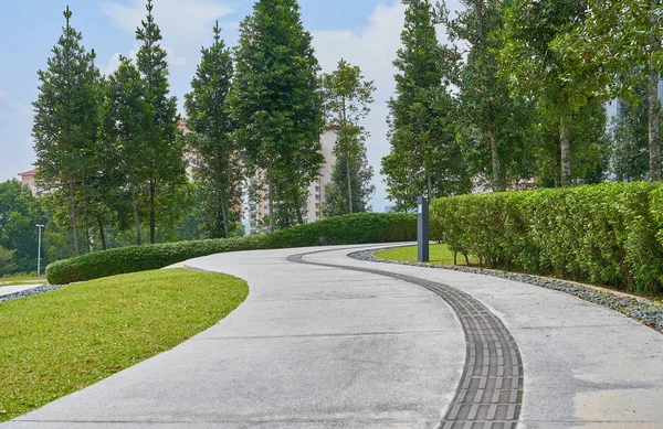 Pedra Caminho Caminho Parque Com Fundo Grama Verde — Fotografia de Stock