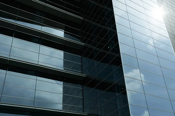 Fondo Detalle Abstracto Fachada Acero Vidrio Del Edificio Comercial Gran — Foto de Stock