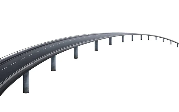 Curvy Asphalt Flyover Road Isolated White Background Clipping Path — Stock Photo, Image