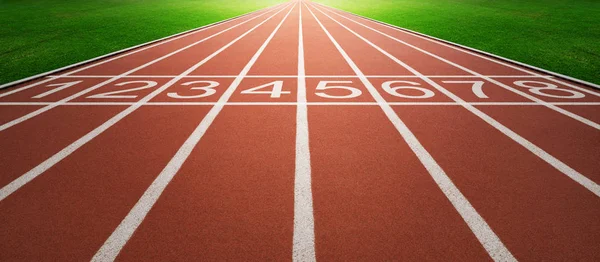 Athlete Running Track Number Start Perspective Wide Angle — Stock Photo, Image