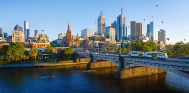 Panorama view of beautiful Melbourne cityscape skyline  clipart