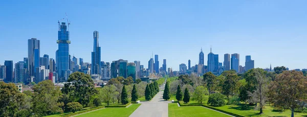 Vue Panoramique Paysage Urbain Melbourne Depuis Sanctuaire Souvenir Par Une — Photo