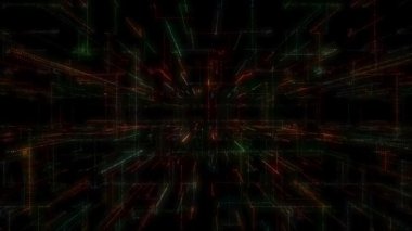 3D Akıllı dijital ikili kod gelecekçi akıllı teknoloji ve kusursuz döngü efektli bağlantı ağı konsepti