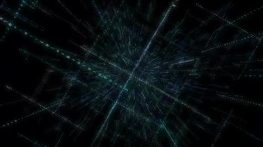 3D Akıllı dijital ikili kod gelecekçi akıllı teknoloji ve kusursuz döngü efektli bağlantı ağı konsepti