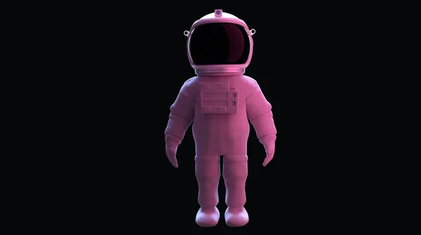 Astronaut Standing Isolated Black Background Clipping Path Romantic Light Rendering — Stock Photo, Image