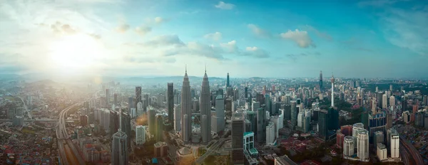 Panorama Widok Lotu Ptaka Panoramę Miasta Kuala Lumpur Malezja — Zdjęcie stockowe
