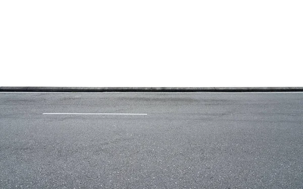 Strada Asfaltata Isolata Fondo Bianco Con Percorso Ritaglio Vista Angolo — Foto Stock