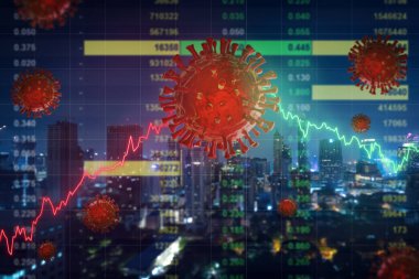 Corona virüsünün ekonomik ve finansal etkisi, 3 boyutlu görüntüleme.