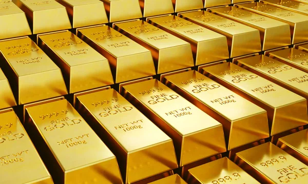 Arka arkaya 1000 gram altın. İş ve finans konularında başarı. 3d oluşturma