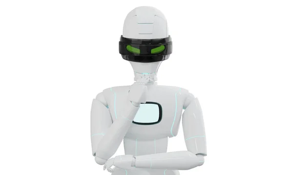 Robot Thinking Pose Isolated White Background Rendering — Stock Photo, Image