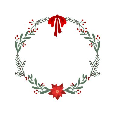 Dallardan, yapraklardan, böğürtlenlerden ve kurdelelerden yapılmış Noel çelenkleri.