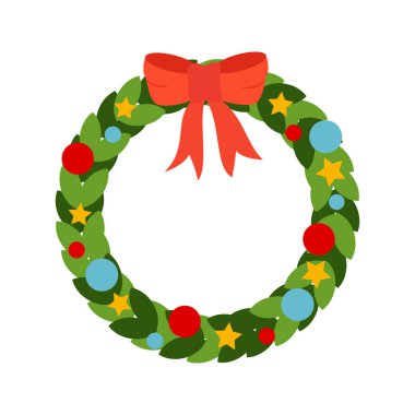 Dallardan, yapraklardan, böğürtlenlerden ve kurdelelerden yapılmış Noel çelenkleri.