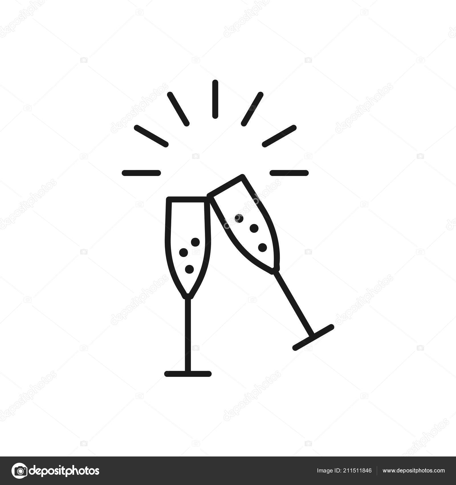 Download Icon: toasting wine glasses | Champagne Glasses Icons. Wedding toasting, Wine glasses. Line thin ...