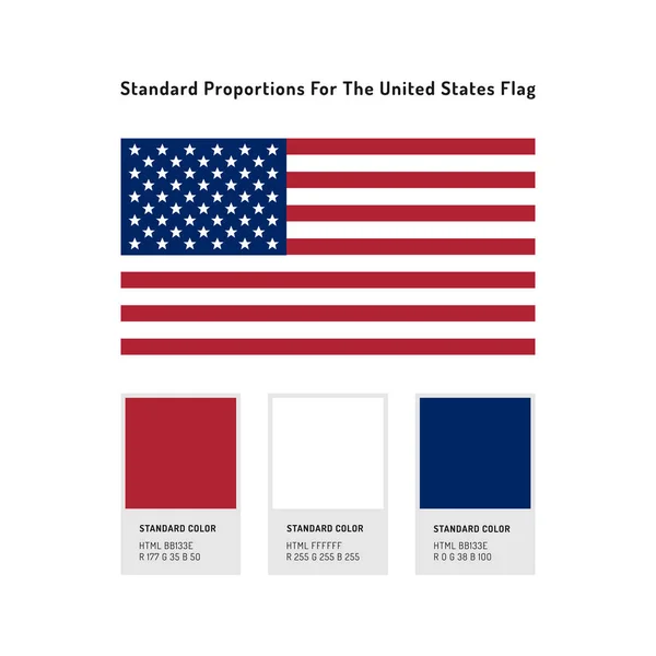 American flag with exact dimensions and proportions — Stock Vector ...