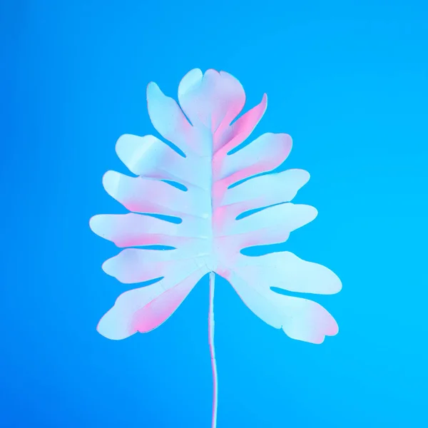 white painted tropical palm leaf in vibrant bold gradient holographic neon colors, Concept art