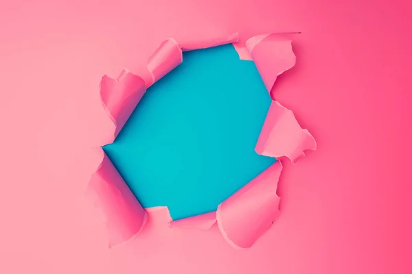 Vivid Pink Torn Paper Burst Hole Minimal Abstract Colorful Wallpaper — Stock Photo, Image