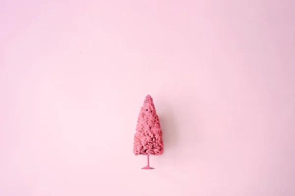 Árbol Navidad Rosa Claro Sobre Fondo Pastel Concepto Año Nuevo —  Fotos de Stock